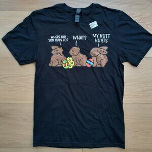 Funny Chocolate Rabbit Easter Shirt - New Small Black T-Shirt
